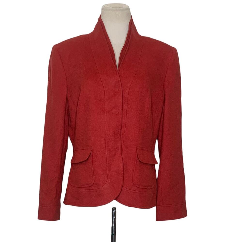 Albert Nipon orange wool snap buttons blazer size 12